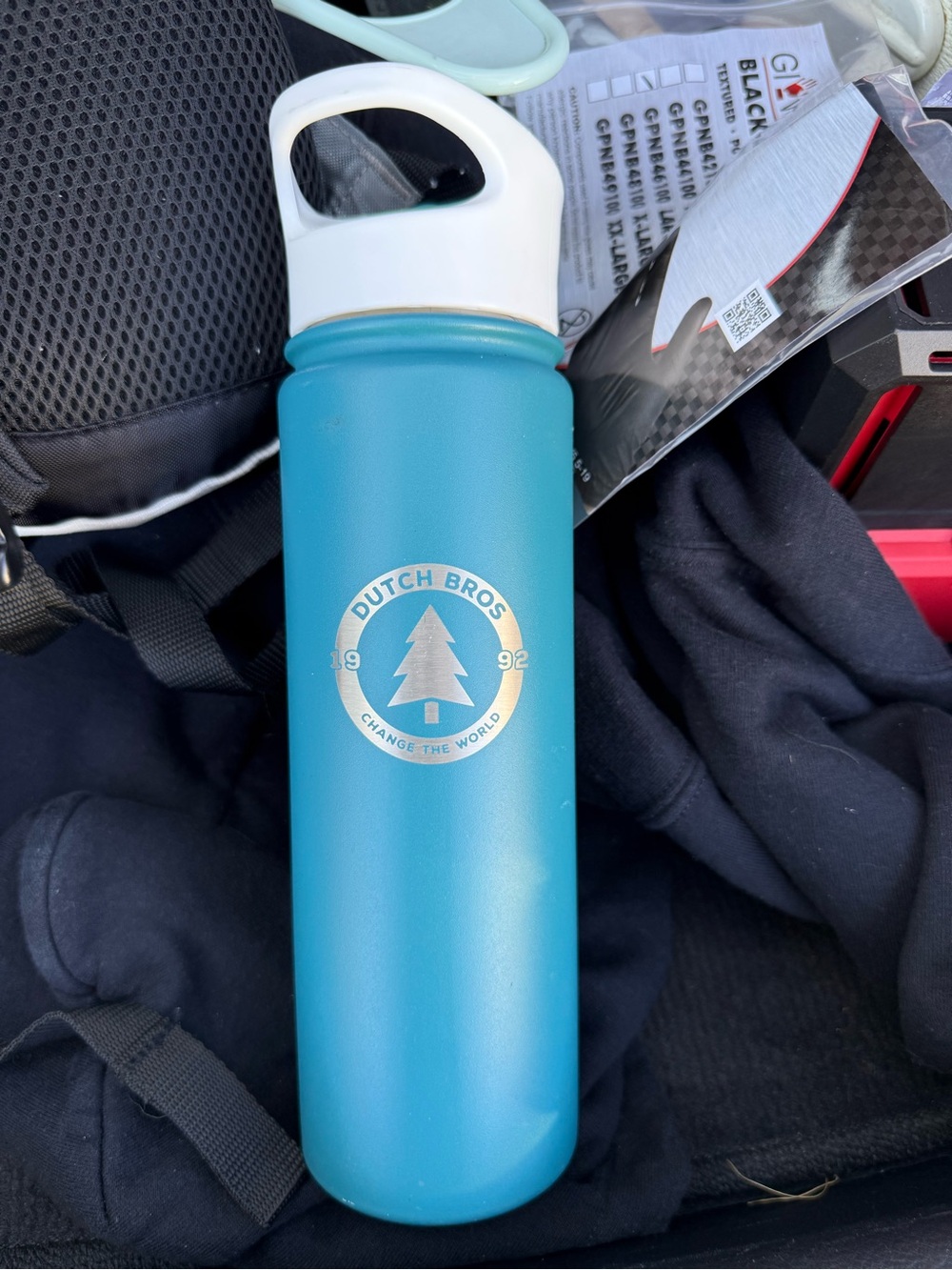 Dutch Bros Teal and White Insulated Bottle with Logo